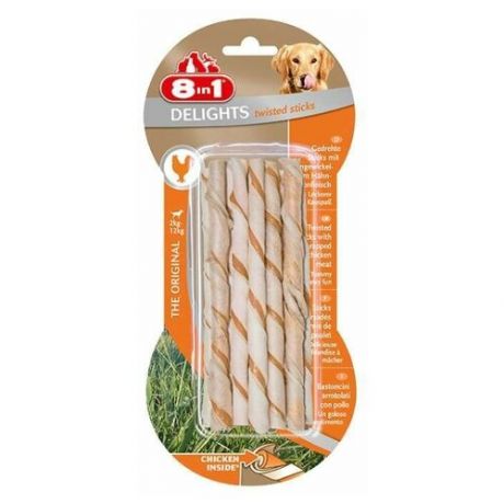 Палочки плетеные с куриным мясом 8in1 Delights Twisted Sticks 10 шт., для собак (2 шт)