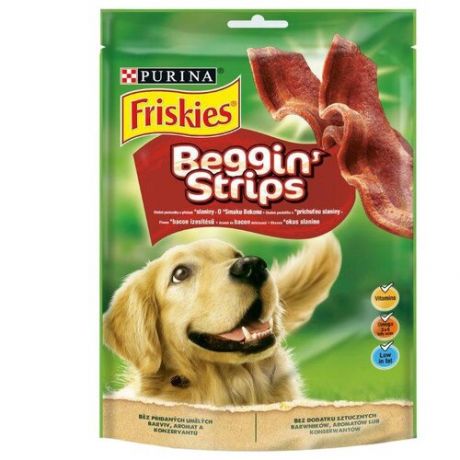 Лакомство для собак Friskies Beggin’ strips для взрослых собак с ароматом бекона, 120 г