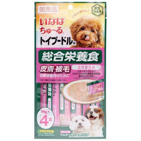 Лакомство Japan Premium Pet INABA для пуделей с функцией ухода за кожей и шерстью, 14 г х 4 шт