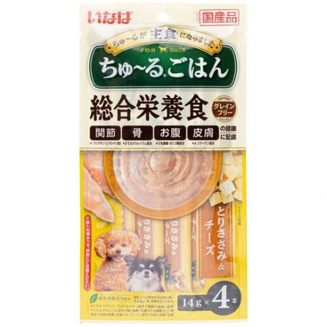 Нежный суп-пюре Japan Premium Pet INABA для собак на основе курицы в сливочном сыре, 14 г х 4 шт