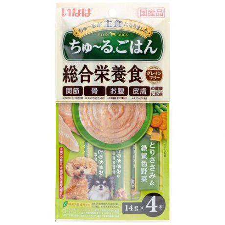 Нежный суп-пюре Japan Premium Pet INABA для собак на основе курицы и овощей, 14 г х 4 шт