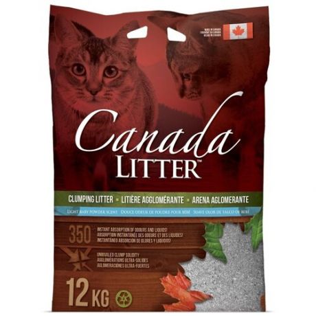 Canada Litter CanadaLitter - Канадский комкующийся наполнитель "Запах на замке" с ароматом детской присыпки, Scoopable Litter 12 кг