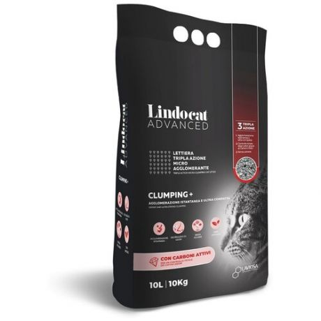 LINDOCAT Наполнитель комкующийся с угольными гранулами "Advanced Clumping+ Con Carboni Attivi", 10л