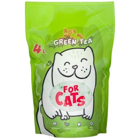 Впитывающий наполнитель For Cats с ароматом зеленого чая (4 л) 4 л