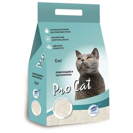 Наполнитель для кошачьего туалета PRO CAT Regular комкующийся экстра белой глины 6кг