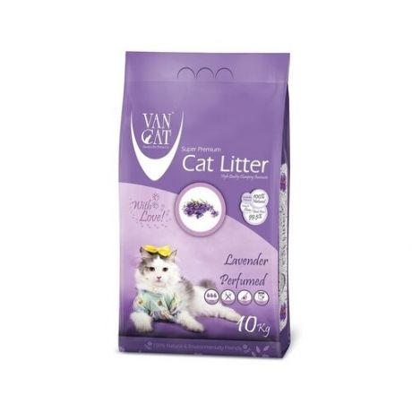 Van cat комкующийся наполнитель без пыли с ароматом лаванды, пакет (lavender), 5,000 кг (2 шт)