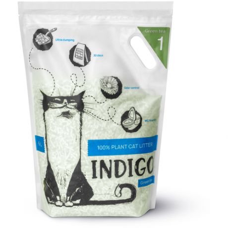 Наполнитель INDIGO комкующийся растительный, Зеленый чай 24л Indigo нап.Индиго Зеленый чай 24л