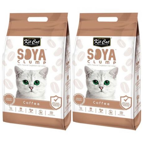 KIT CAT SOYA CLUMP COFFEE наполнитель соевый биоразлагаемый комкующийся для туалета кошек с ароматом кофе (14 + 14 л)