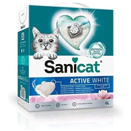 Наполнитель SANICAT ACTIVE WHITE комкующийся 6л без запаха