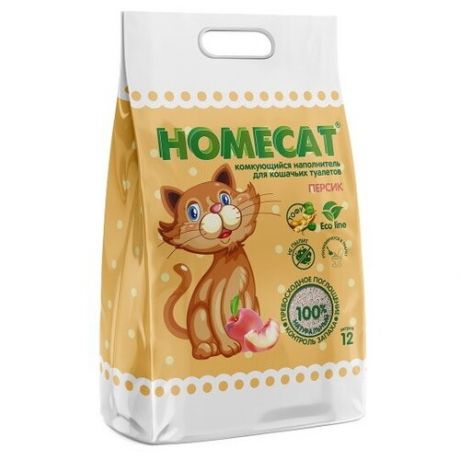 Наполнитель HOMECAT Eco Line, с ароматом персика, Trixie (товары для животных, комкующийся 12 л, 80190M)