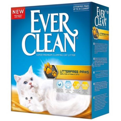 Наполнитель для кошачьего туалета EVER CLEAN Litter free Paws комкующийся для идеально чистых лап 6л