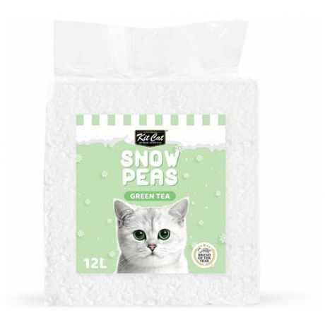 Kit Cat Snow Peas наполнитель для туалета кошки биоразлагаемый на основе горохового шрота с ароматом зеленого чая - 2,5 кг