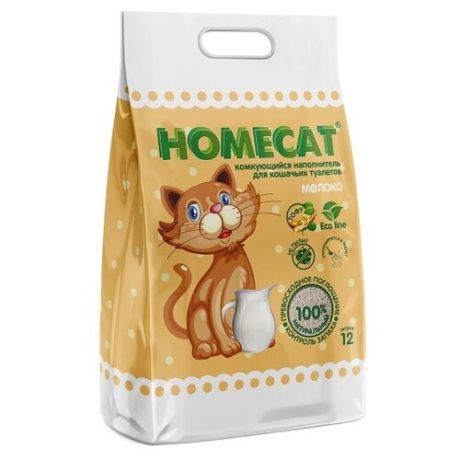 Наполнитель HOMECAT Eco Line, с ароматом молока, Trixie (товары для животных, комкующийся 12 л, 80191M)