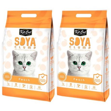 KIT CAT SOYA CLUMP PEACH наполнитель соевый биоразлагаемый комкующийся для туалета кошек с ароматом персика (14 + 14 л)