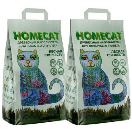 HOMECAT – Хоумкэт наполнитель древесный для туалета кошек (16 + 16 л)