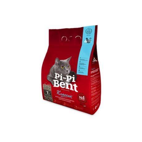 Pi-Pi-Bent классик Комкующийся наполнитель для туалета кошек (пакет) 3 кг./6 шт. в упак. (02041)