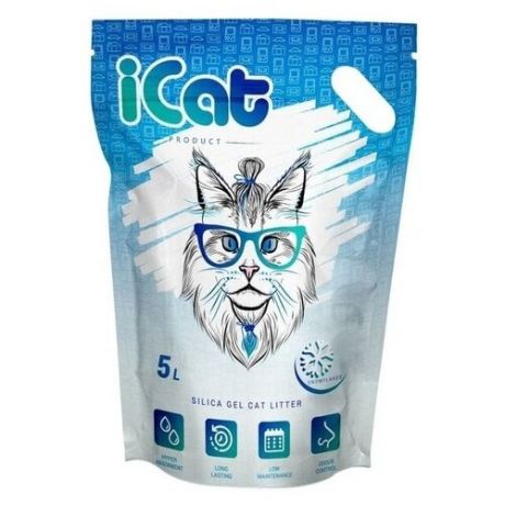 iCat Наполнитель силикагелевый для кошачьего туалета Снежный 5 л.
