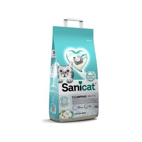 Комкующийся наполнитель Sanicat Clumping White Cotton Fresh 10 л