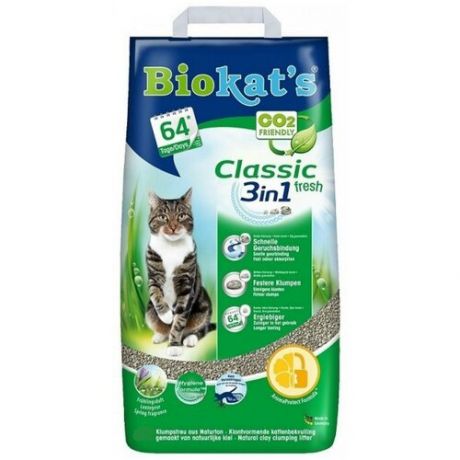 BioKats Fresh 3 in 1 комкующийся наполнитель для кошачьих туалетов, аромат трав и цветов 10 л (2 шт)