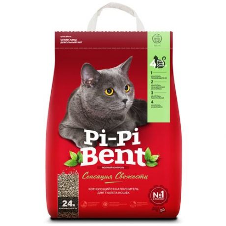 Наполнитель Pi-Pi-Bent "Сенсация свежести" для кошек, комкующийся, 24 л, 10 кг