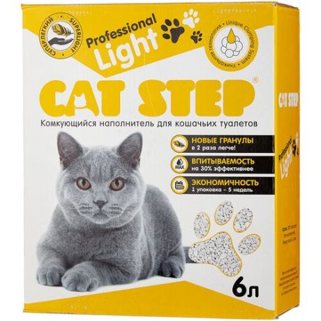 Комкующийся наполнитель Cat Step Professional Light бентонитовый 2.5 кг 6 л