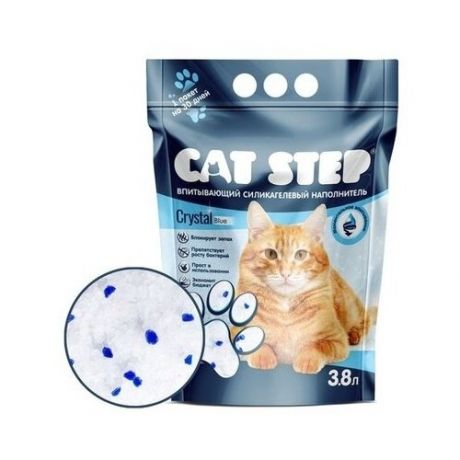 Cat Step Впитывающий силикагелевый наполнитель Crystal Blue, 3,8 л 20363007 | Crystal Blue, 1,766 кг, 42627 (2 шт)