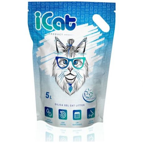 ICat Snow Flakes силикагелевый наполнитель для кошачьих туалетов 5 л (2 шт)