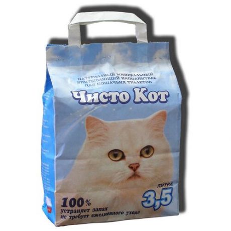Наполнитель для кошачьих туалетов Чисто Кот минеральный впитывающий 3,5л