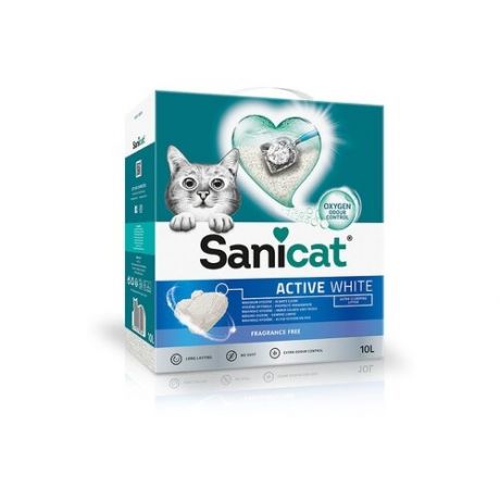 Комкующийся наполнитель Sanicat Active white fragrance free 8.5 кг 10 л