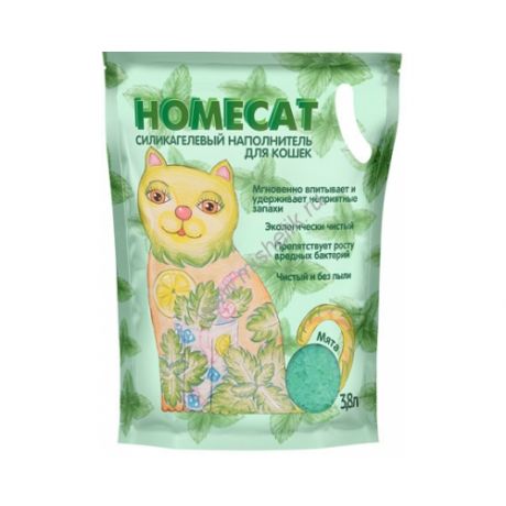 Наполнитель для кошачьего туалета HomeCat Мята, силикагелевый, ароматизированный, 3,8л