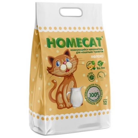 HOMECAT Эколайн Молоко 12 л комкующийся наполнитель для кошачьих туалетов с ароматом молока