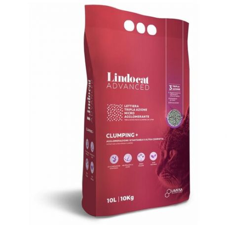 LINDOCAT ADVANCED Наполнитель комкующийся без запаха "CLUMPING +", 10л (Италия)