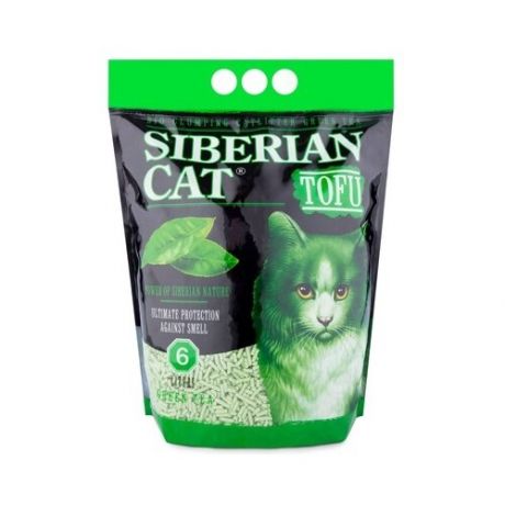 Сибирская кошка комкующийся наполнитель тофу зеленый чай 6л, 2,800 кг (2 шт)