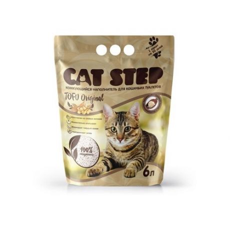 Cat step комкующийся растительный наполнитель tofu original 6l, 2,800 кг (2 шт)
