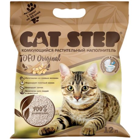 Комкующийся наполнитель Cat Step Tofu Original растительный, 12 л