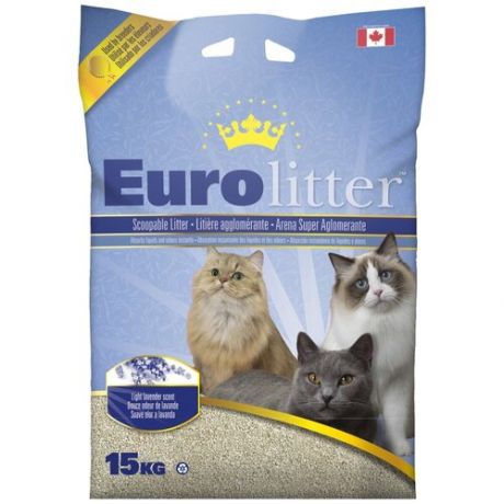 Eurolitter - Eurolitter Комкующийся наполнитель "Контроль запаха", без пыли, лаванда, Dust Free 15 кг