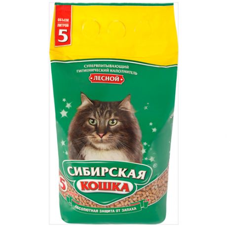 Впитывающий наполнитель Сибирская кошка Лесной, 5 л 5 л