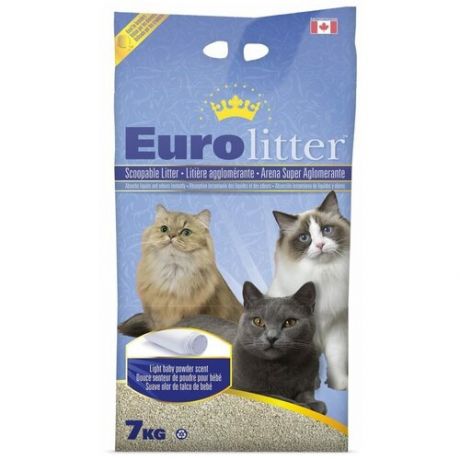 Eurolitter - Eurolitter Комкующийся наполнитель "Контроль запаха", без пыли, аромат детской присыпки, Dust Free 7 кг