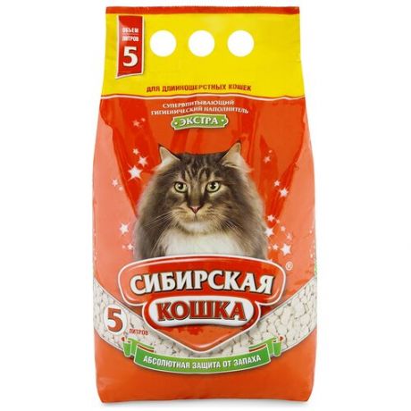 Впитывающий наполнитель Сибирская кошка Экстра, 5 л 5 л