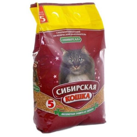 Впитывающий наполнитель Сибирская кошка Универсал, 5 л 1.8 кг 5 л