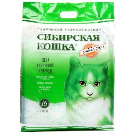 Впитывающий наполнитель Сибирская кошка Элита Эко, 16 л 16 л