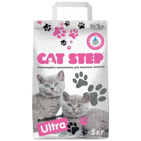 Наполнитель для кошачьих туалетов CAT STEP Professional Ultra комкующийся (бентонит серый) 5кг
