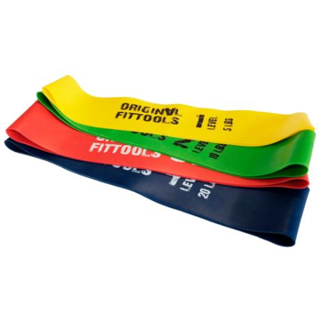 Набор резинок для фитнеса 4 шт. Original FitTools FT-MBST 46 х 5 см зеленый/желтый/красный/синий