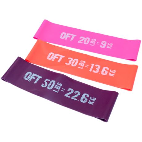 Набор резинок для фитнеса 3 шт. Original FitTools FT-75-AFINA 60 х 7.5 см розовый/оранжевый/фиолетовый
