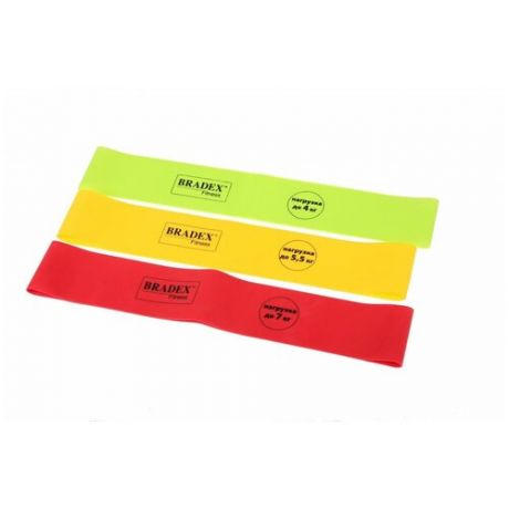 Набор резинок для фитнеса 3 шт. BRADEX SF 0321 Фитнес резинки 60 х 5 см красный/желтый/зеленый