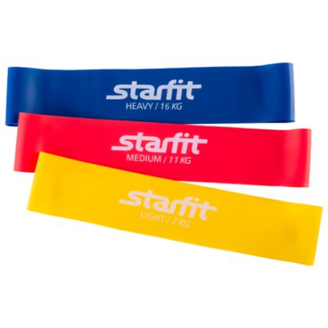 Набор резинок для фитнеса 3 шт. Starfit ES-203 50 х 5 см красный/желтый/синий
