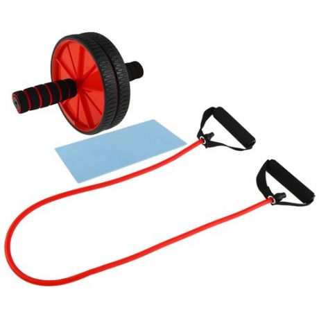 Набор для фитнеса (ролик для пресса+эспандер), цвет красный ONLITOP