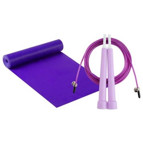 Эспандер универсальный 2 шт. Onlitop Набор для фитнеса (эспандер ленточный+скакалка скоростная) фиолетовый