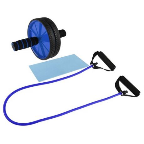 ONLITOP Набор для фитнеса (ролик для пресса+эспандер), цвет синий