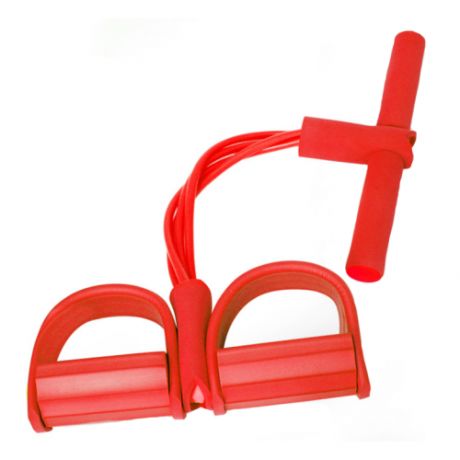 Трубчатый эспандер с петлями для ног и ручками (красный)